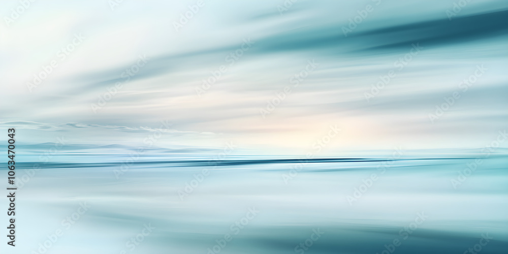 Poster abstract background features soft, flowing clouds blending into tranquil hues with a serene landscap