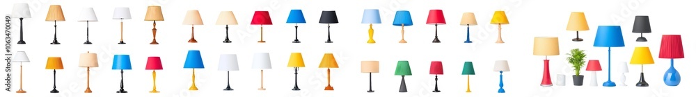 Poster the collection of hanging and floor lamps is shown on a transparent background