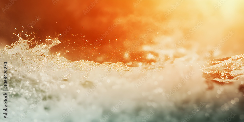 Poster abstract background with fiery waves in vibrant orange and soft white tones, creating a dynamic and 