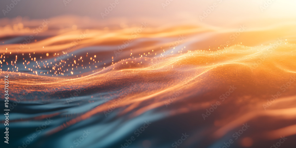Poster fiery waves dance across a fluid surface, creating an abstract background of red and blue hues fille