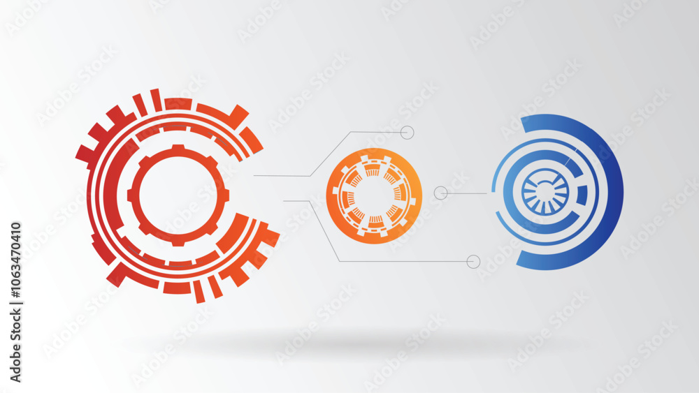 Poster abstract circular tech design elements futuristic background. advanced modern tech sci-fi concept ve