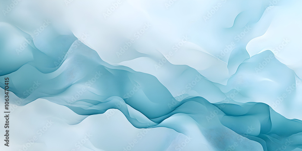 Poster abstract background featuring soft ocean waves in shades of blue and white creating a tranquil and s