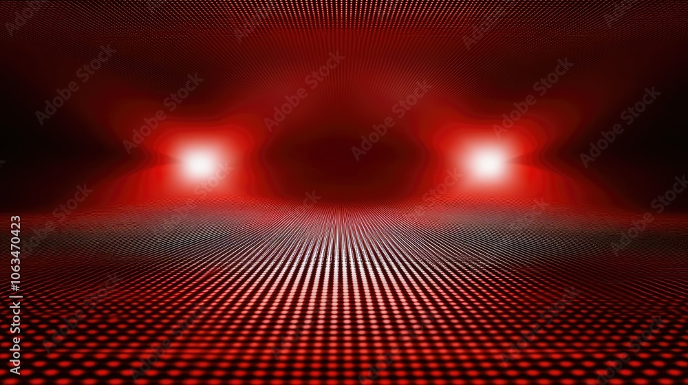 Poster red abstract background with dots and lights