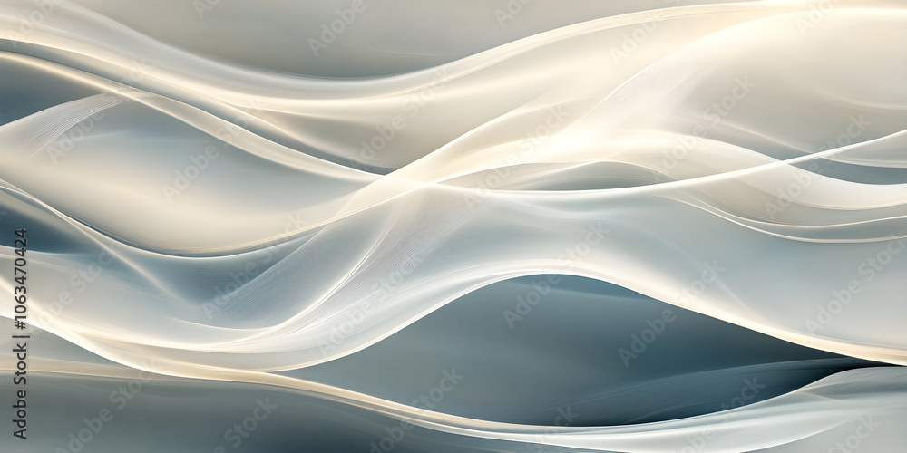 Poster abstract background with smooth white waves creating a soothing and elegant atmosphere, ideal for se