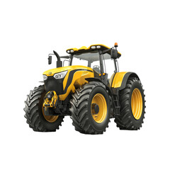 Obraz premium Powerful Yellow Tractor Isolated on White Background
