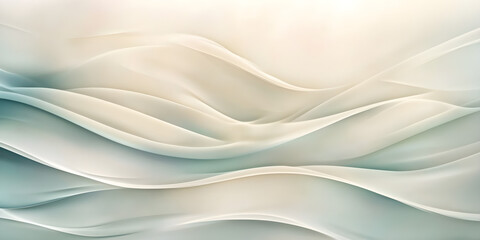 Obraz premium Abstract background features smooth, flowing waves in soft hues of white and light blue, creating a serene and calming visual effect