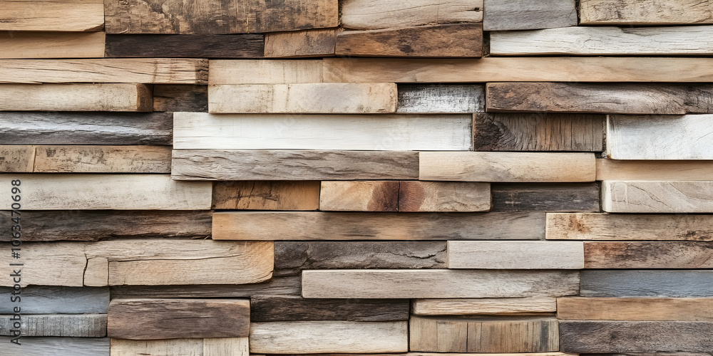 Poster abstract background featuring a textured arrangement of wooden planks in various shades and patterns