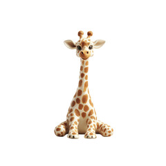 Obraz premium Cute Giraffe Sitting Isolated on White Background