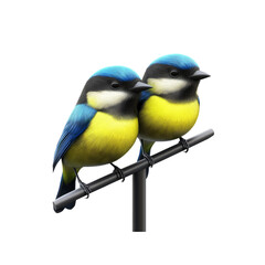 Fototapeta premium Two Blue Tits Perched on a Branch
