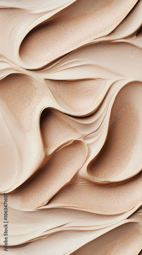 Poster soft, warm eyeshadow texture creates a minimalist abstract pattern with gentle curves and waves that