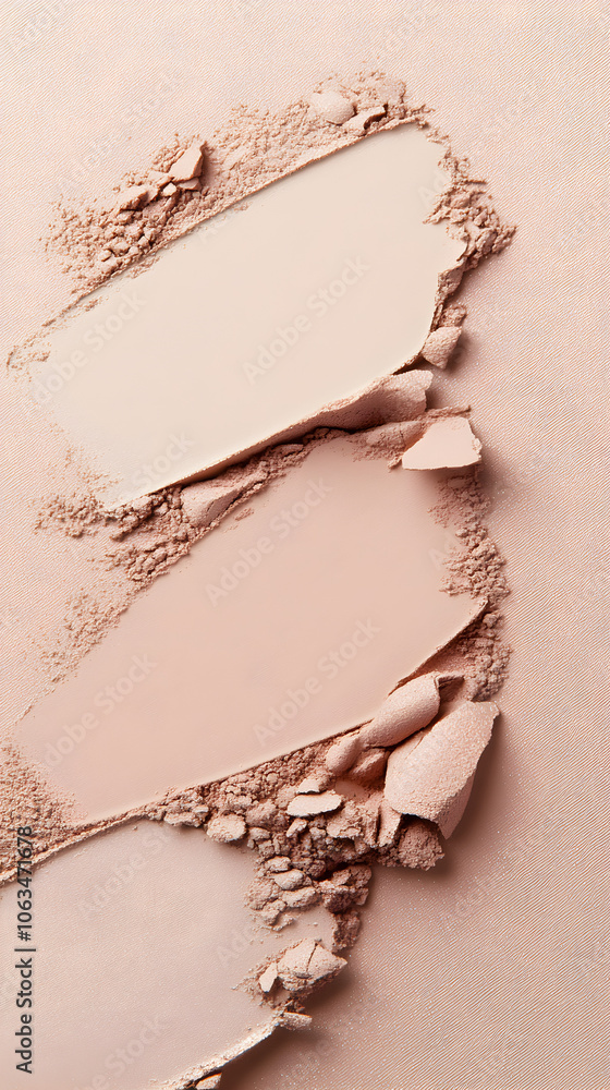 Poster minimalistic photo of eyeshadow showcases soft, warm tones and textured layers creating an elegant a