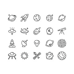 Outline Planet Icon Set Design