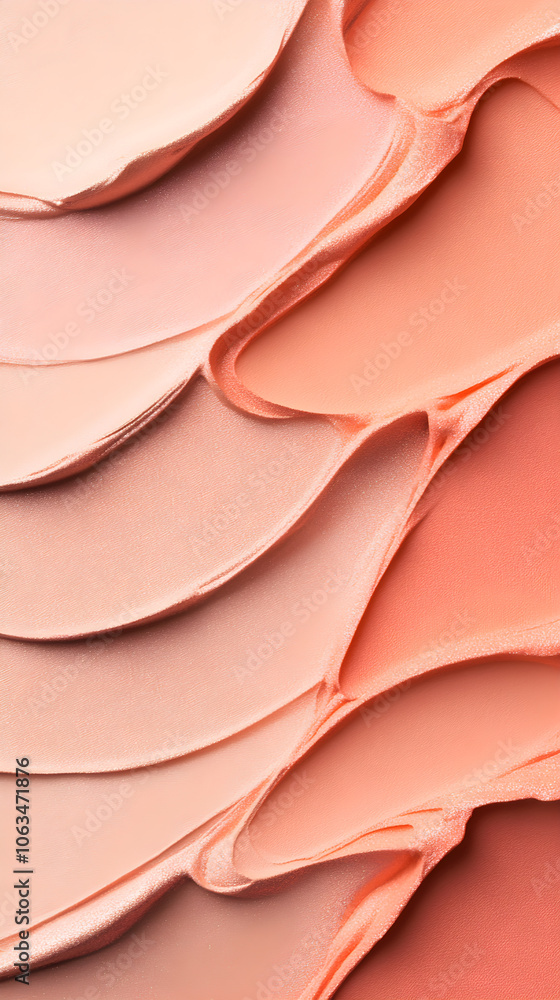 Poster minimalistic photo of soft peach eyeshadow layers creating a stunning, textured design that emphasiz