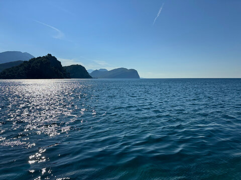 Sea beautiful blue water and sky.