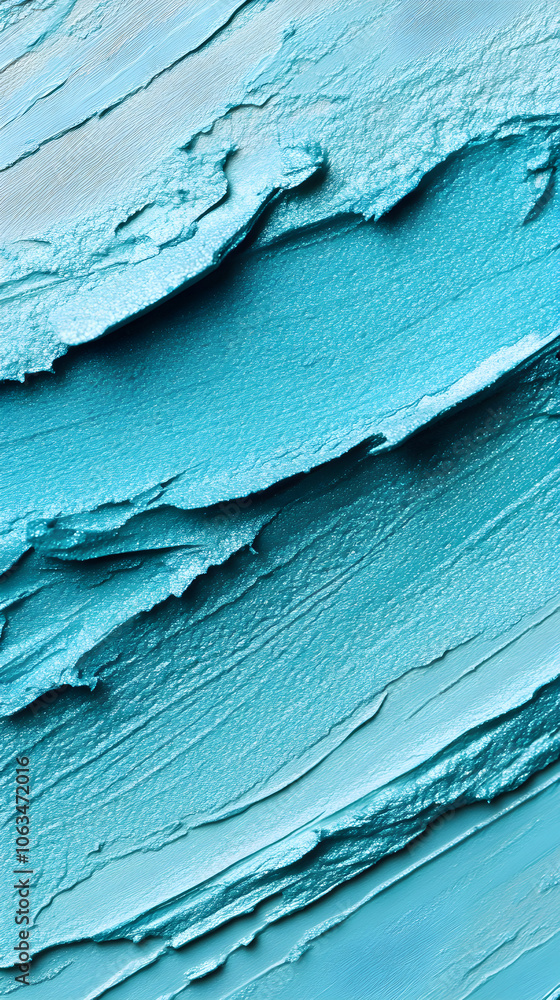Poster minimalistic photo of textured turquoise eyeshadow with layered swirls creating depth and an artisti