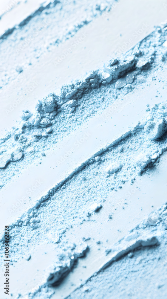 Poster minimalistic photo of eyeshadow in soft blue shades, showcasing texture and artistic application on 