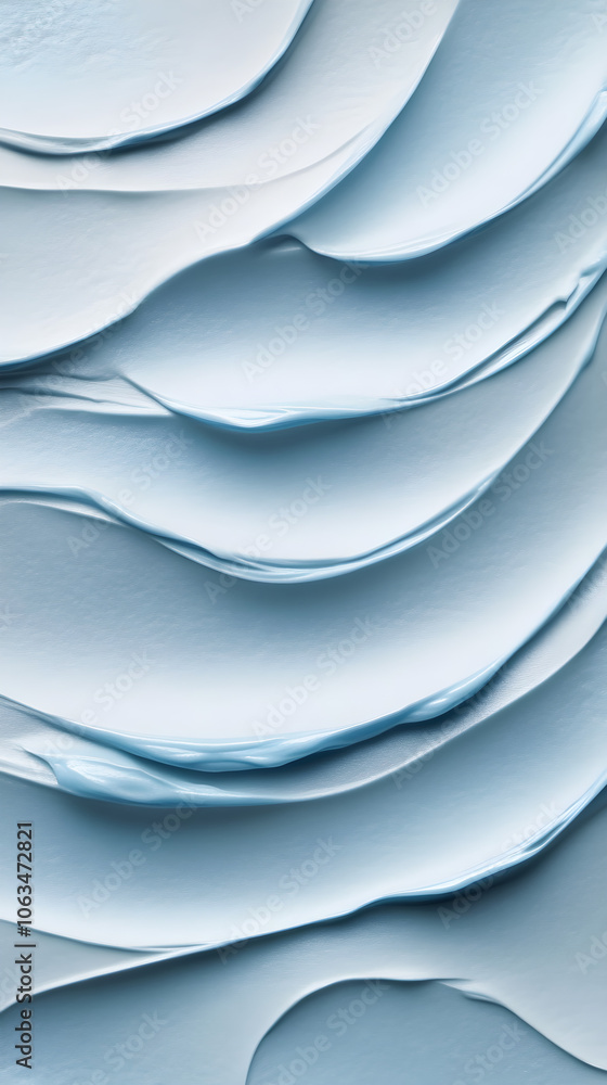 Poster minimalistic photo of smooth, flowing eyeshadow in soft blue shades creating a textured pattern on a