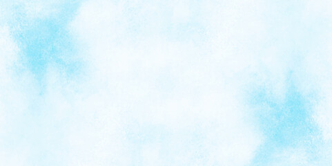 Grunge tint light blue watercolor abstract background, Aquarelle paint paper textured, blue sky with clouds,  Sky Nature Landscape Background, sky background with white fluffy clouds.