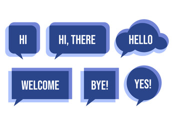 speech bubbles and chat message clouds with text, vector thin line art. Message bubble frames
