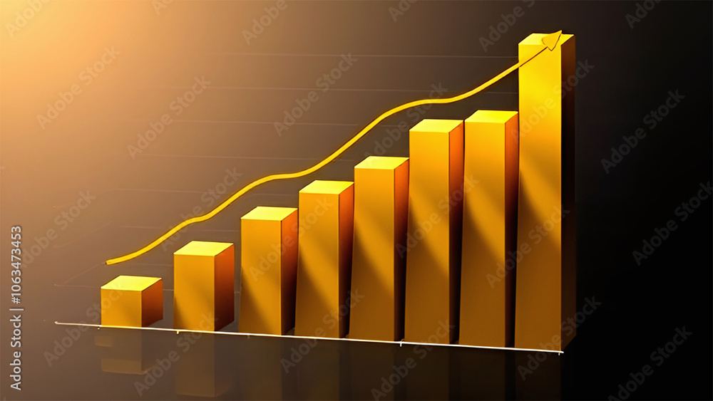 Poster a three-dimensional diagram consisting of seven vertical columns that gradually increase in height f