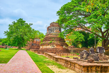 The ancient brick chedis in Wat Phra Si Sanphet site, Ayutthaya, Thailand