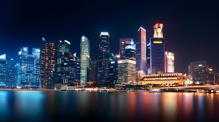 Breathtaking nighttime skyline of a bustling metropolitan city
