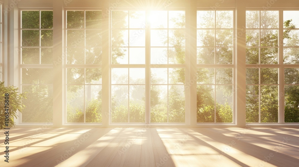 Poster sunlight streams through large, transparent windows, creating a warm ambiance. this image captures t