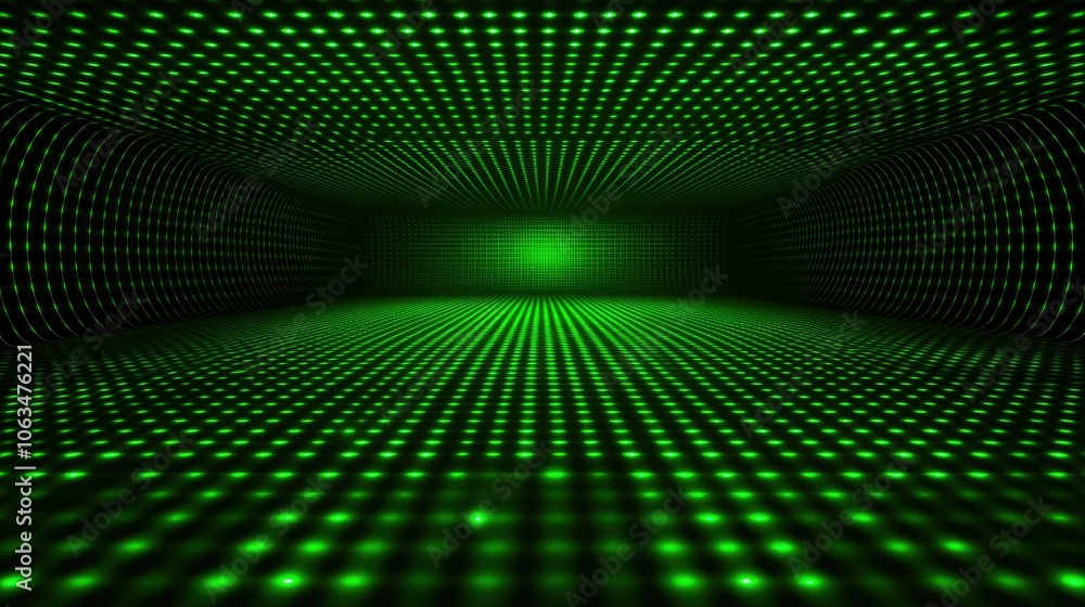 Poster green abstract background with dots and lines