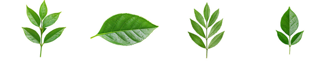 Leaf with white pattern, isolated on white background, detailed, botanical  transparent.