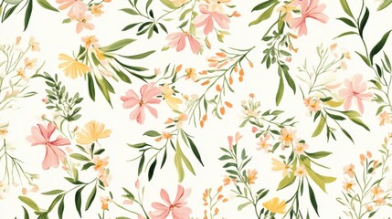A delicate vintage impressionist pattern of small wildflowers