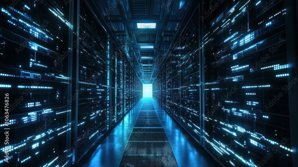 Poster server 3d storage futuristic technology development server room concept background wallpaper ai gene