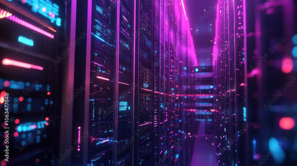 Poster server 3d storage futuristic technology development server room concept background wallpaper ai gene