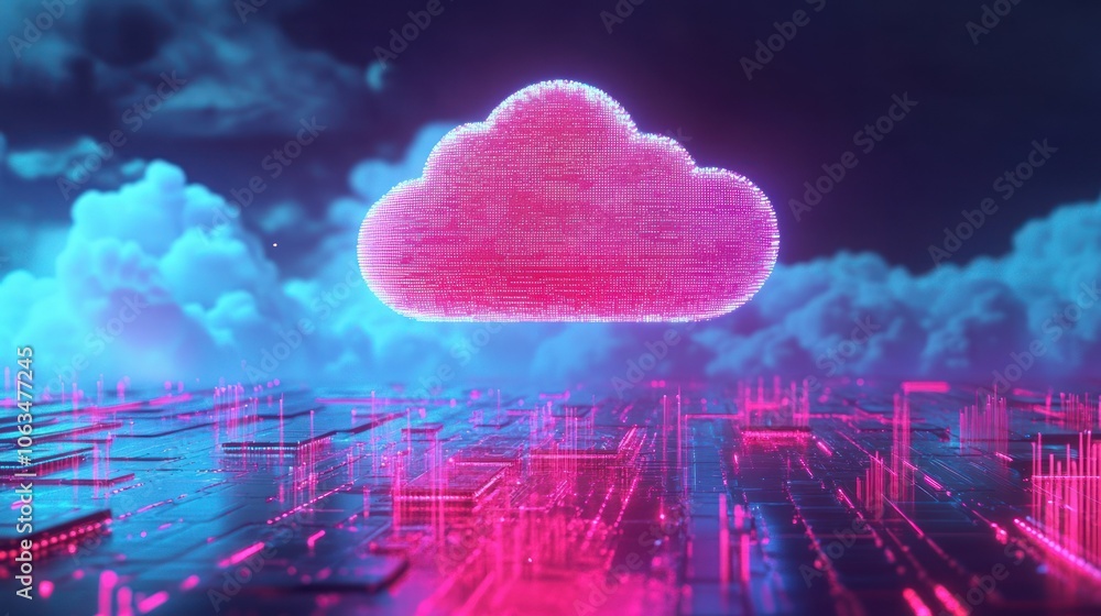 Poster server 3d cloud storage future technology computing development concept background wallpaper ai gene