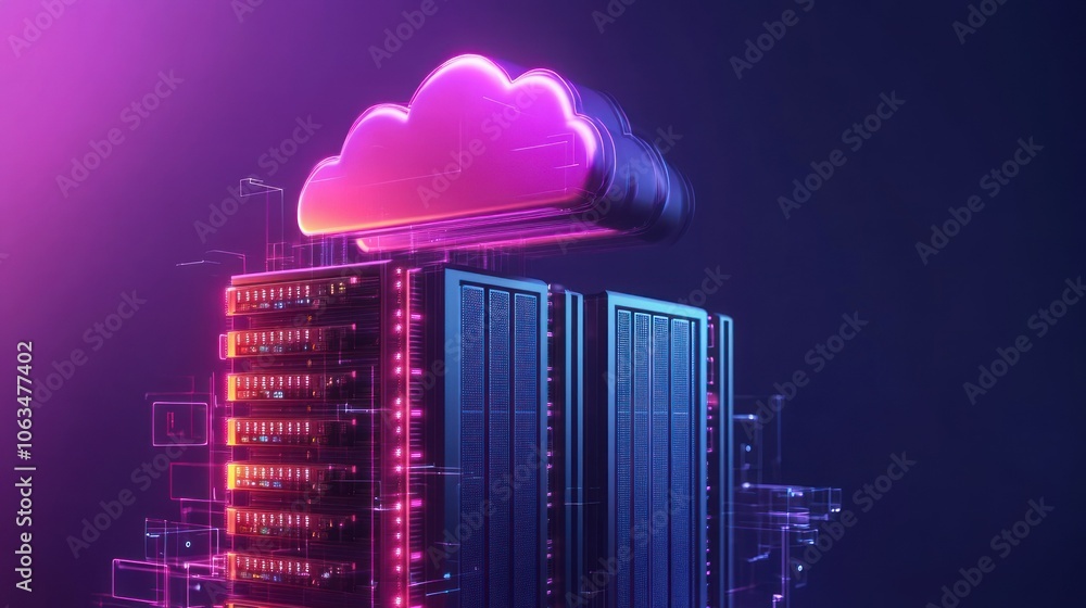 Poster server 3d cloud storage future technology computing development concept background wallpaper ai gene