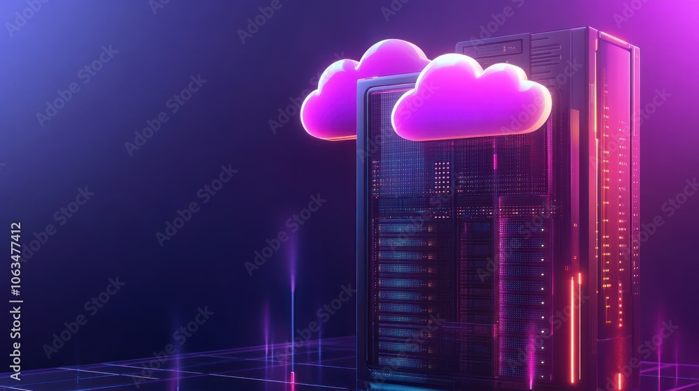 Poster server 3d cloud storage future technology computing development concept background wallpaper ai gene