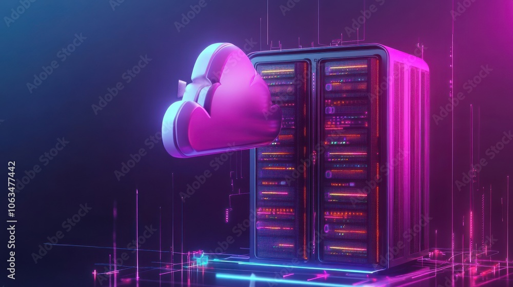 Poster server 3d cloud storage future technology computing development concept background wallpaper ai gene