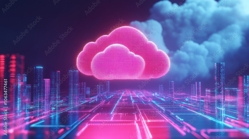 Poster server 3d cloud storage future technology computing development concept background wallpaper ai gene