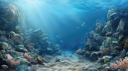 Obraz premium Tranquil Underwater Landscape with Coral and Light