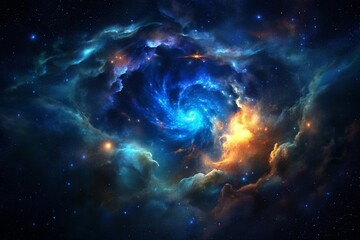 Fototapeta premium bule gas nebulae in space and sparkling stars 