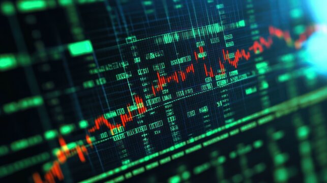 Global digital green data chart analysis of the economy and financial business market background wallpaper AI generated image