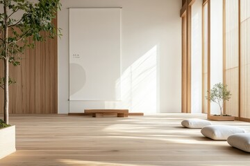Modern Minimalist Zen Living Room with Natural Wood