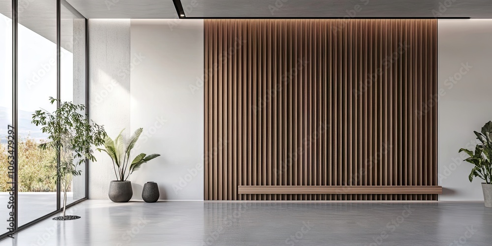 Poster a wall that leans and features built in vertical trim elements for a cohesive and stylish appearance
