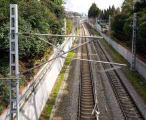 View of the railway line to Adler from the bridge over Kurortny Prospekt, Sochi