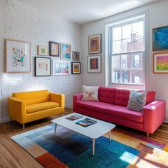 Vibrant Eclectic Living Room with Bold Colors