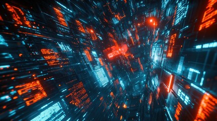 Obraz premium Abstract Digital Data Flow with Neon Lights