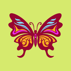 butterfly silhouette a colorful butterfly with a colorful pattern on it. Abstract Butterfly Wings. Exotic Moth Decor. Elegant Flying Insect.