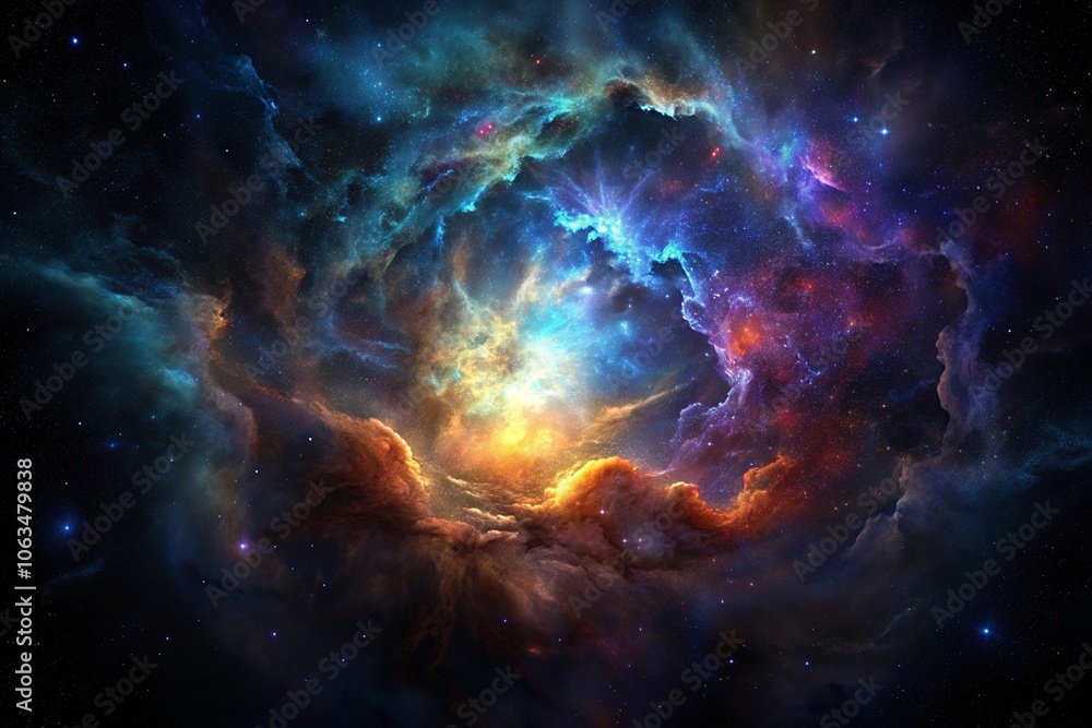 Wall mural colorful nebula clouds are made up of colorful clouds of interstellar gas.