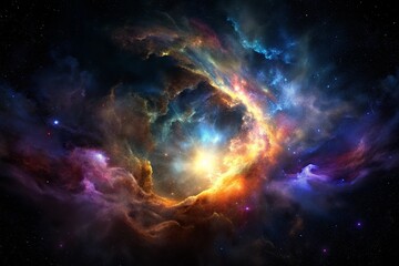 Obraz premium Colorful nebula clouds are made up of colorful clouds of interstellar gas.