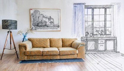 Interior living room sketch