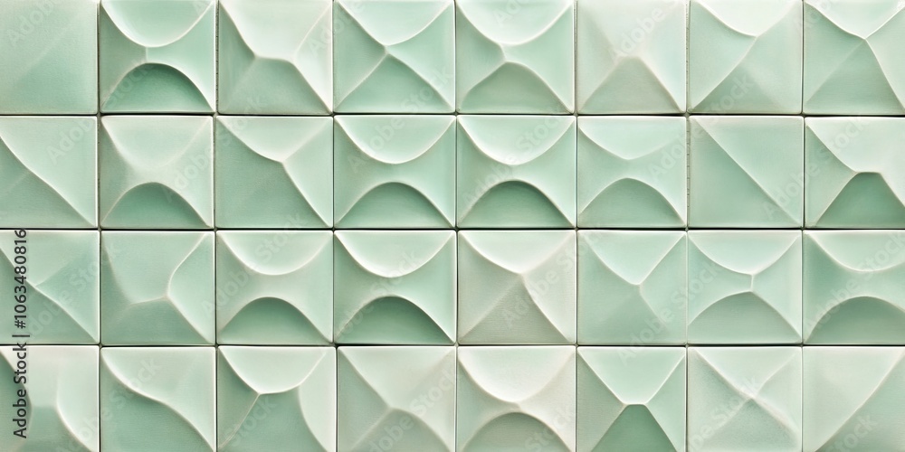 Aufkleber mint green pastel italian tile wall texture features a stylish retro geometric shape design, creatin